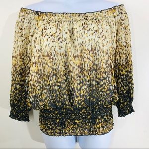 Point Of View Black and Brown Blouse Size XL